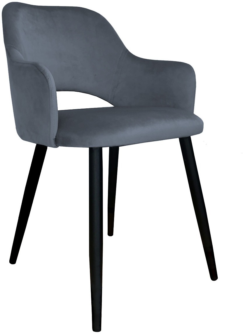 Atos Krzesło NAPO BL VELVET ciemno szare kubełkowe na czarnych nogach MILANO-BL14