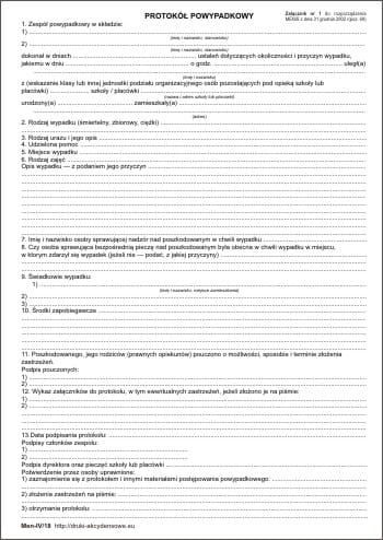 Firma krajewski Protokół powypadkowy (dla ucznia) [Men-IV/18] wersja elektroniczna Men-IV/18