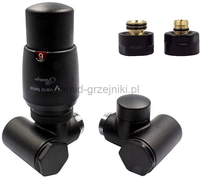Varioterm Zawór termostatyczny INTEGRA ze złączką Pex/Cu - czarny str. pex 16 mm lewy IGS0214CFK/L(Pex)