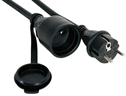 Perel ec05r25 guma kabel przedłużający, 3G2,5, długość 5 m, czarna EC05R25