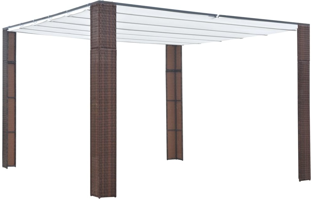 vidaXL Altana z dachem, polirattan, 300x300x200cm, brązowo-kremowa