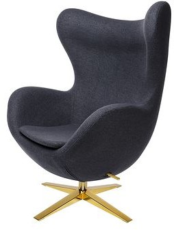 MeblujDom Fotel EGG SZEROKI GOLD Szary ciemny HE-066.D.GREY.27.G