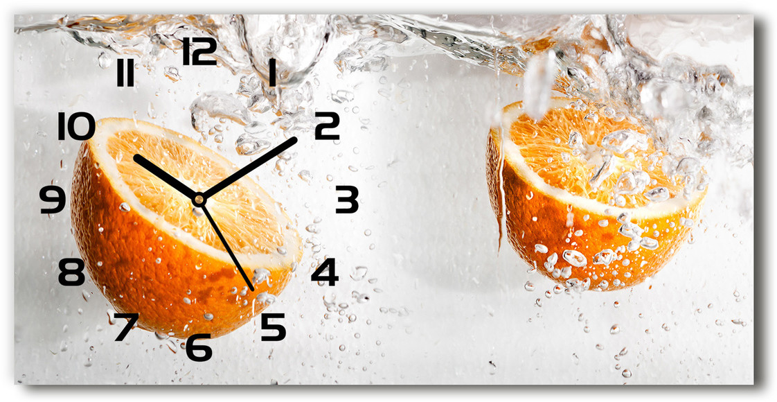 Zegar ścienny szklany Pomarańcze pod wodą
