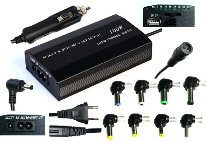 EuroCase Zasilacz do laptopa EuroCase 100W AC 110-240V/CAR DC 12V DC 12 20 9 końcówek NAEC-YH-4070