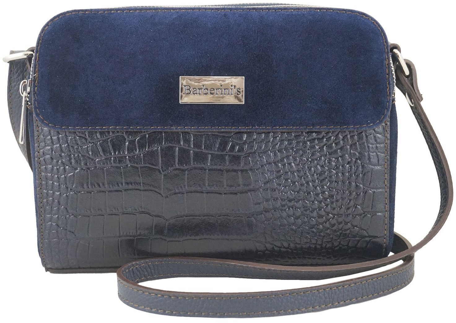 Barberini's Stylowa torebka crossbody trzykomorowa - Granatowa 885/1-4