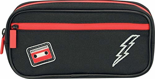 Lauren & Johnny Lauren & Johnny 50508 Johnny zapinana na zamek torebka na ołówki z zamkiem błyskawicznym, 26 x 5,12 x 9,70 cm, czarny z czerwonymi akcentami 1035015