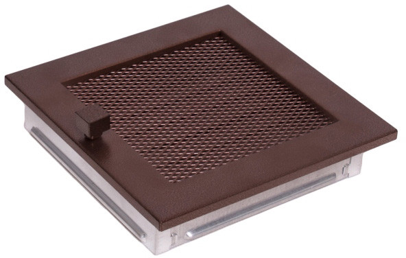 Kratka kominkowa stara miedź z żaluzją 17 x 17 cm