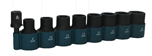 Makita B-54645 1/2 'zestaw 9  częściowy zestaw kluczy nasadowych 8  18 MM nasadek sześciokątnych z adapterem do 1/4' nagrywania z łbem walcowym z gniazdem sześciokątnym B-54645