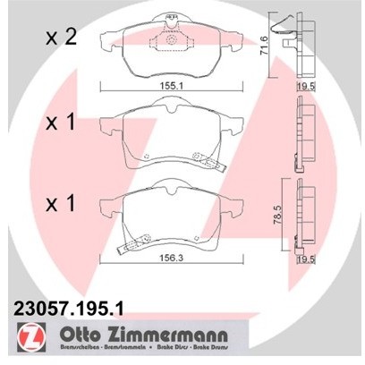 ZIMMERMANN Klocki hamulcowe - komplet 23057.195.1