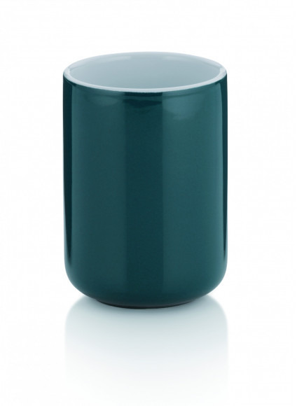Kela CERAMICZNY KUBEK ŁAZIENKOWY 7,5 CM CIEMNOZIELONY ISABELLA FREEFORM KE-20513