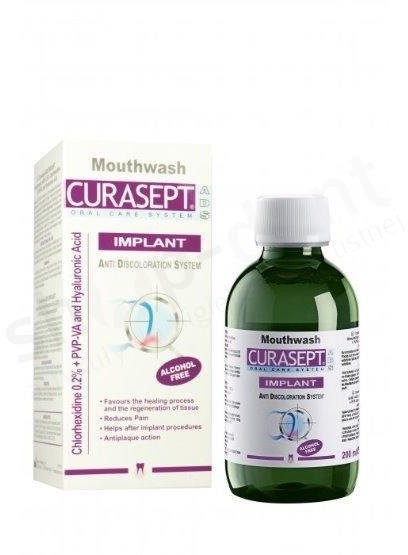 Curasept CURASEPT ADS Implant - Bezalkoholowy płyn z chlorheksydyną 0,2% i kwasem hialuronowym 200ml