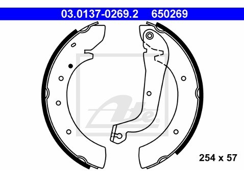 ATE SZCZĘKI HAM 03.0137-0269.2 CITROEN C25 1.9DT, 2.5DT 91-94, 2.0E 81-94/ FIAT DUCATO 1.9TD 89-94, 2.5TD 90-94 254X57 03.0137-0269.2