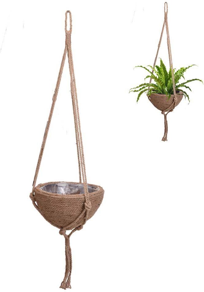 Home Styling Collection Kwietnik wiszący pleciony, osłonka na doniczkę, doniczka, na roślinę, kwiat, boho, 31 cm 339254-S