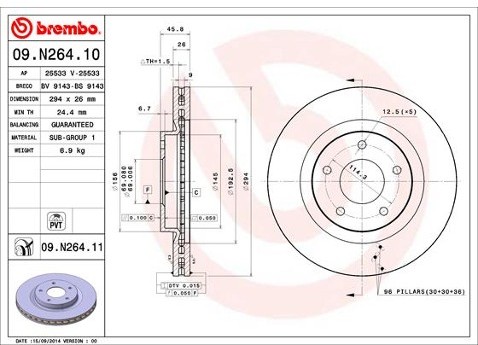 BREMBO Tarcza hamulcowa 09.N264.11