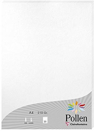 Clairefontaine 24385C opakowanie z 25 arkuszami pyłków, DIN A4, 210 x 297 mm, 210 g, masa perłowa biała 24385C