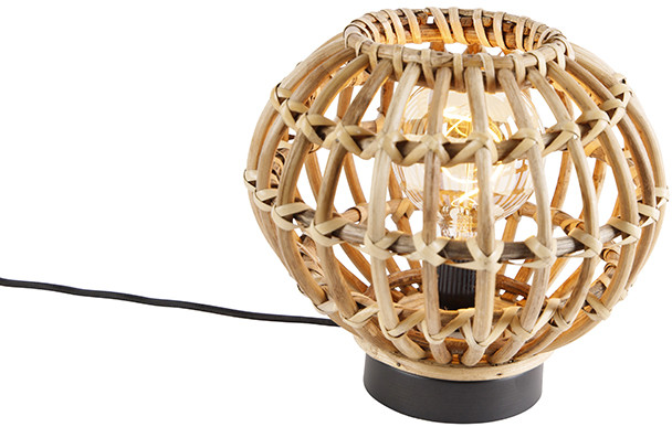 QAZQA Wiejska lampa stołowa bambusowa 25 cm - Canna 103386