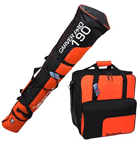 Brubaker BRUBAKER kombi zestaw narciarski kask worek i torba na buty narciarskie dla 1 para butów kije do Ski od  do 190 cm + + + Pomarańczowy Czarny Kombi_340002_340209_OrangSchw190