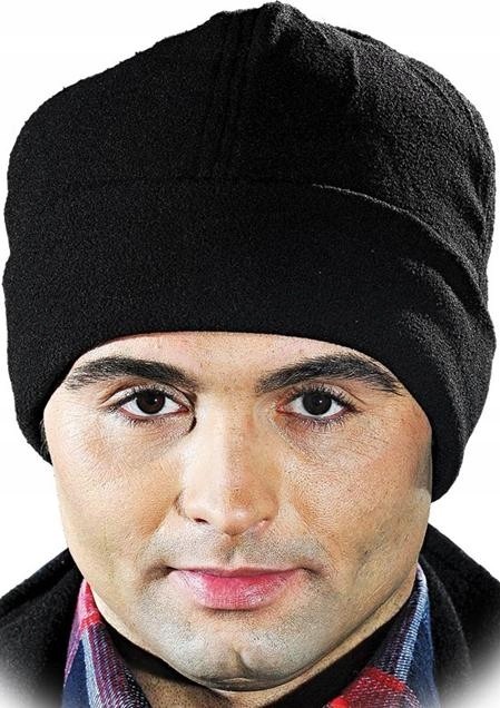 Ciepła Czapka z polaru czarna wywyijana