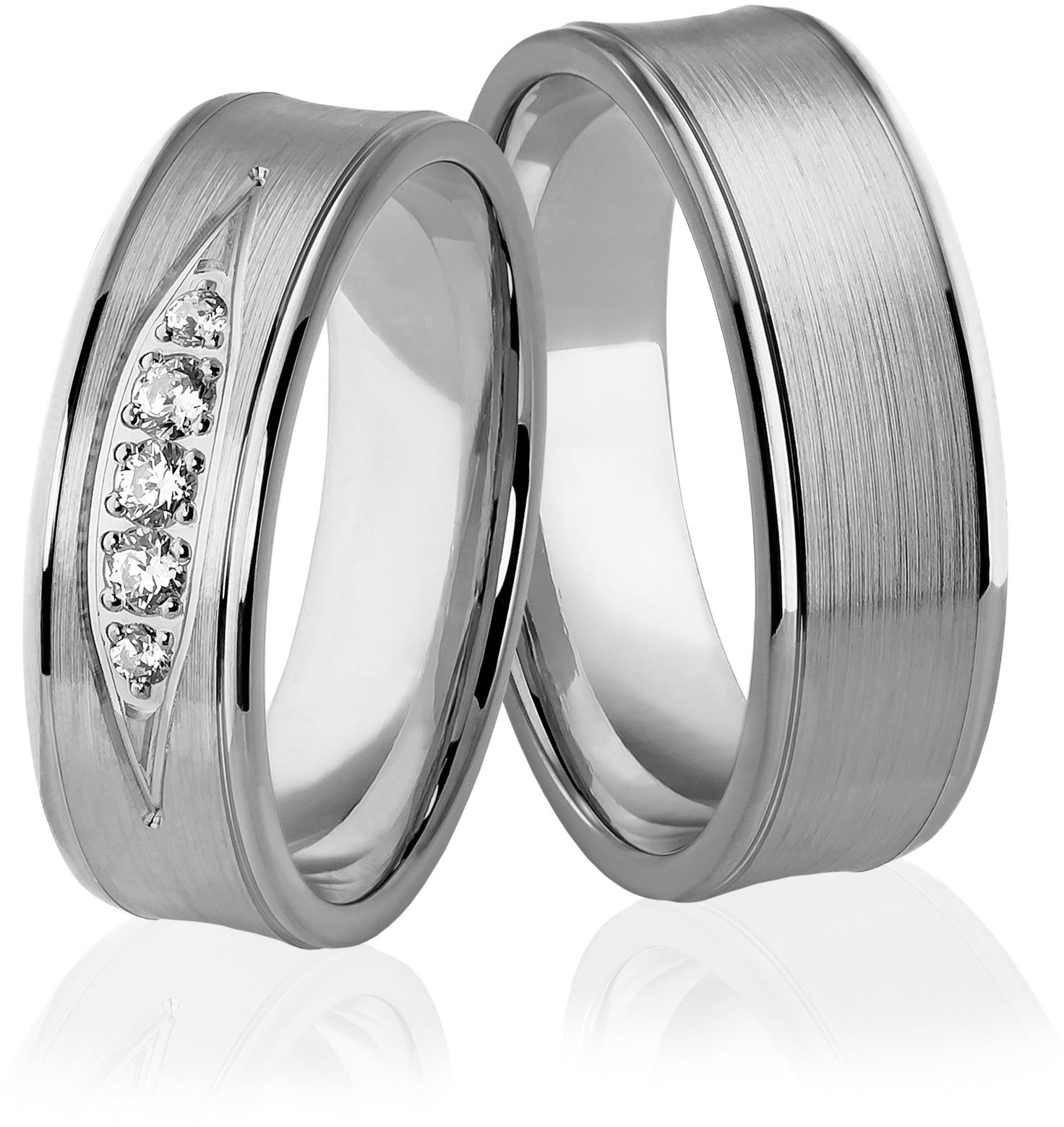 Eminence Obrączki ślubne z białego złota niklowego z brylantami - Au-932 Au-932-2
