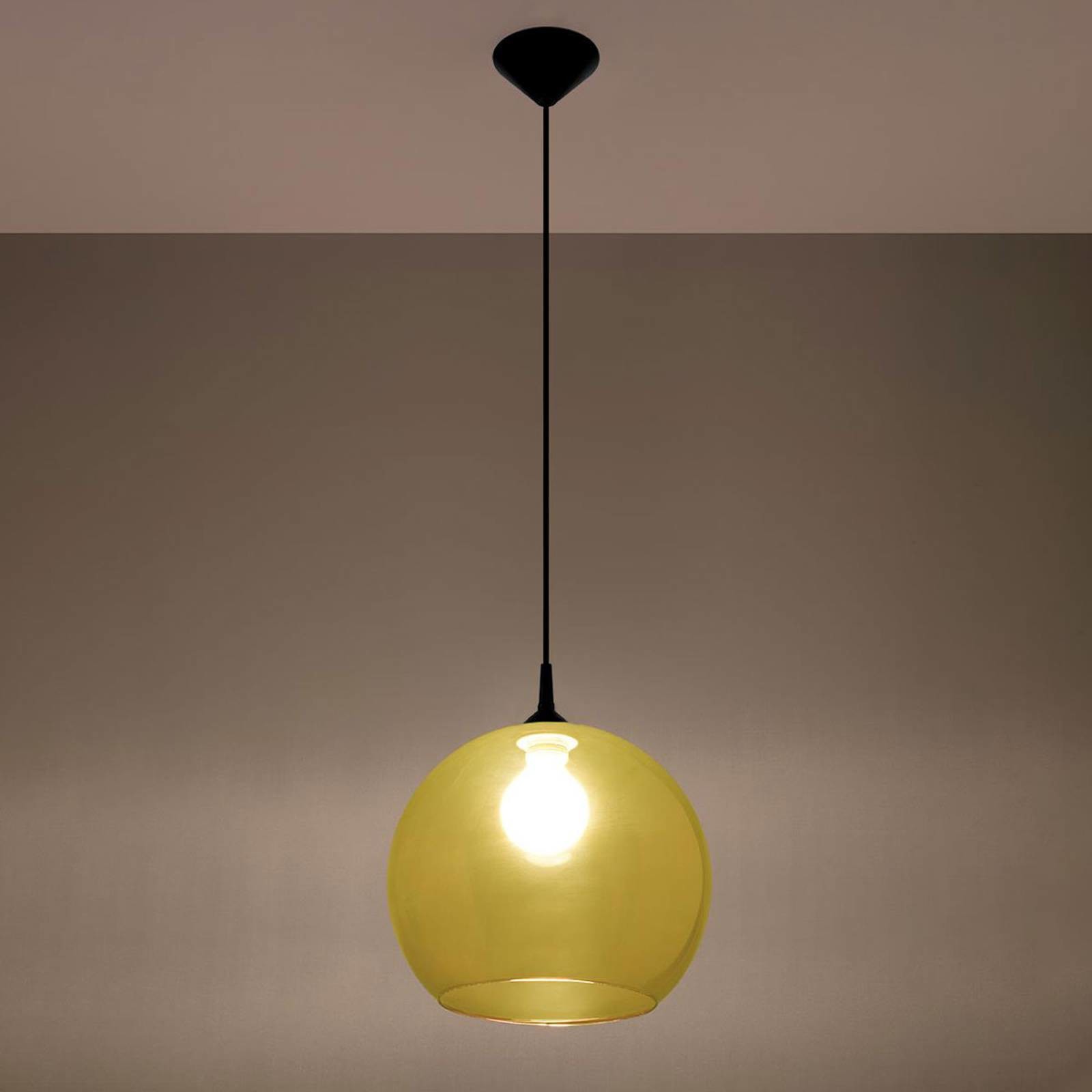 Sollu Lampa wisząca Colour szklany klosz żółty