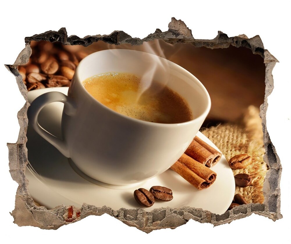 Wallmuralia.pl Naklejka 3D dziura okleina Kawa w filiżance