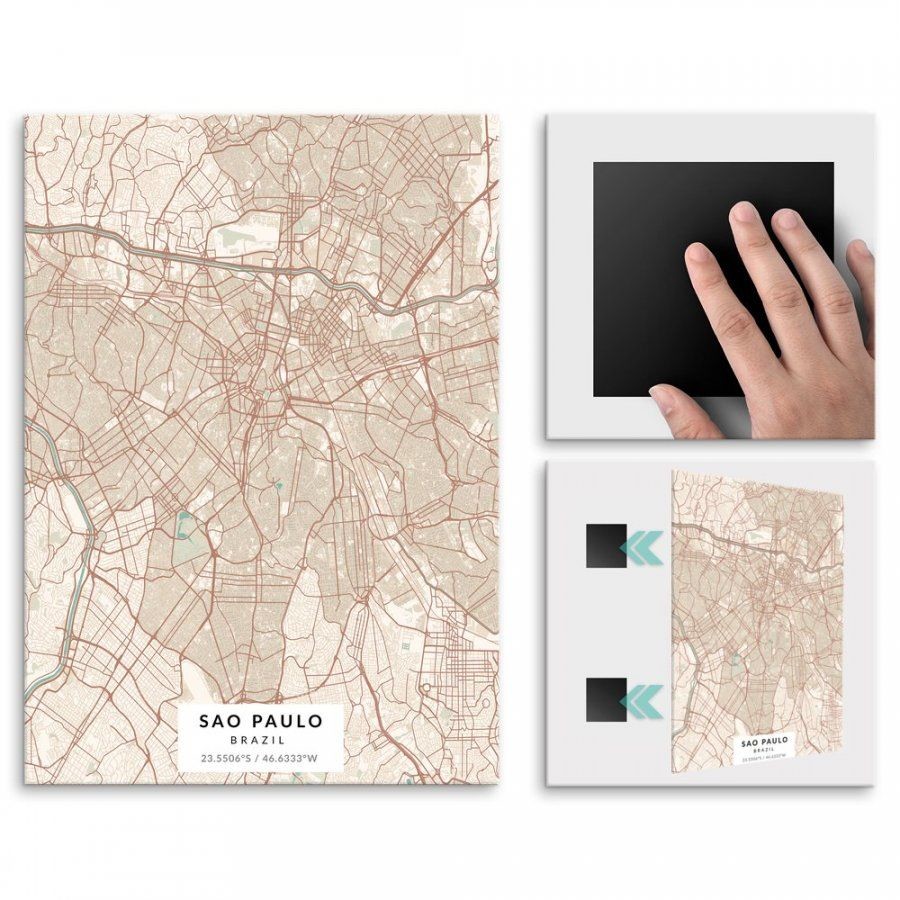 Pix4home Plakat metalowy Mapa Vintage Sao Paulo M POS-M-03611