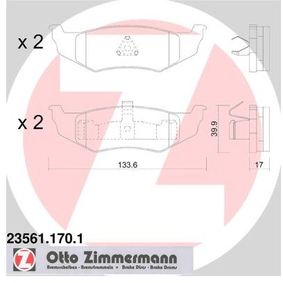 ZIMMERMANN Zestaw klocków hamulcowych, hamulce tarczowe 23561.170.1