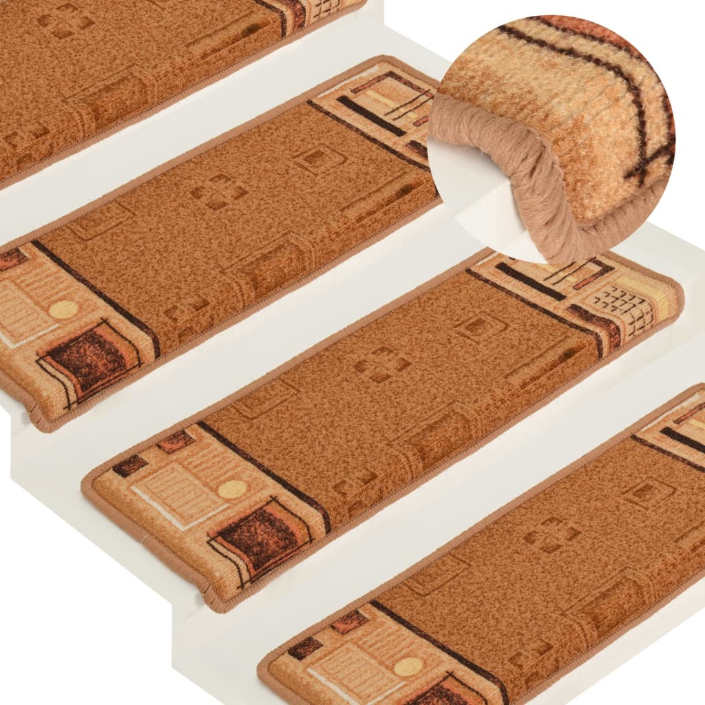 vidaXL Samoprzylepne nakładki na schody, 15 szt., 65x25 cm, beżowe