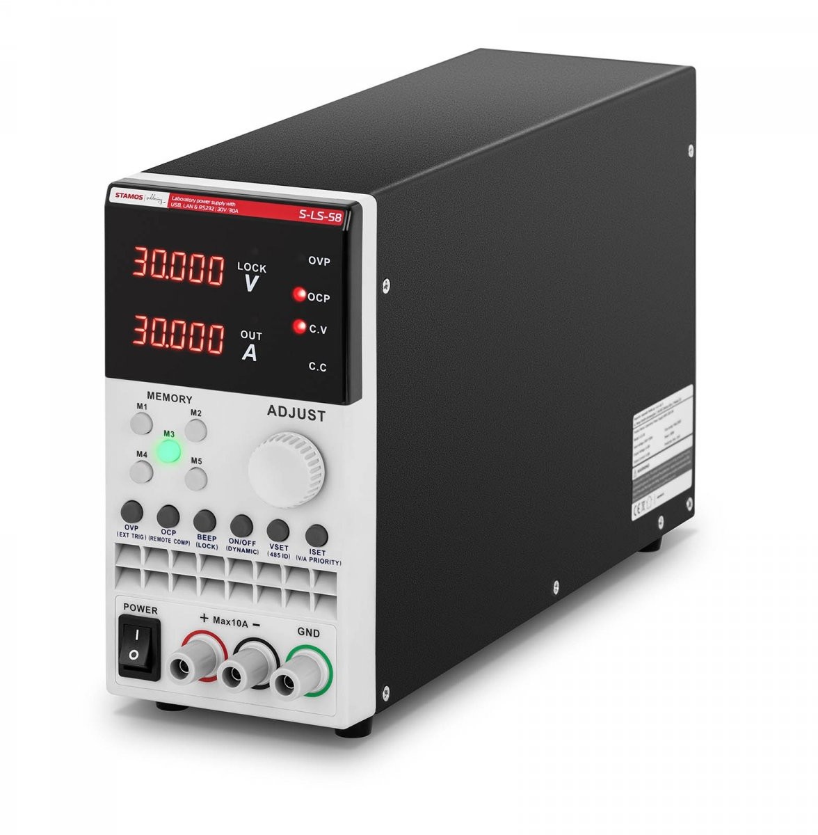 STAMOS Zasilacz laboratoryjny - 0-30 V - 0-30 A - 300 W - USB - LAN - RS232 STAMOS 10021135 S-LS-58 10021135 S-LS-58