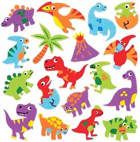 Baker Ross Naklejka z gumy porowatej Dinozaur (120 sztuk)  zabawne naklejki z gumy porowatej z dinozaurami do kolagenu i majsterkowania