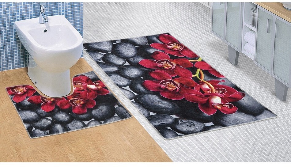 Dywanik łazienkowy Orchidea 3D, 60 x 100 + 60 x 50 cm