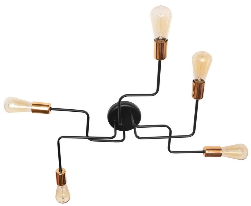 Helam Żyrandol natynkowy TUBE 5xE27/60W/230V czarny