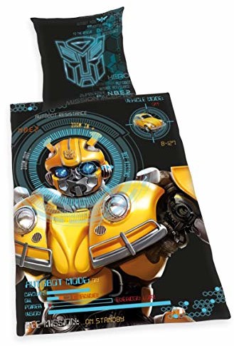 Herding pościel Transformers Bumblebee, poszwa na poduszkę 80x80 cm, poszwa na kołdrę 135x200 cm, Renforcé, z wysokiej jakości zamkiem błyskawicznym 4403207050