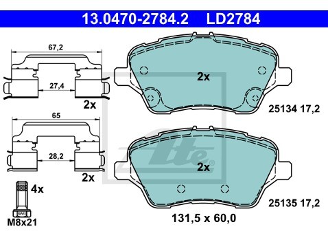 ATE Klocki hamulcowe ATE 13.0470-2784.2