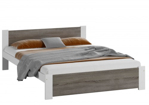 Magnat Meble Łóżko DMD3 160x200 białe + dąb truflowy
