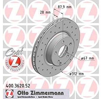 ZIMMERMANN 400.3620.52 hamulce z przodu,, perforowane, sport Coat z 400.3620.52