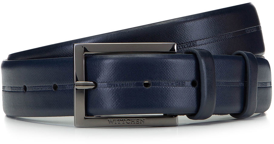 Wittchen Męski pasek skórzany ze szlaczkiem w logo 92-8M-502-7
