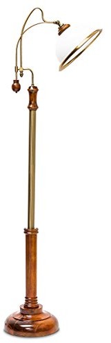 Relaxdays 10018993 lampa stojąca w młodzieżowym stylu, szklany klosz, drewniana nóżka, zdobiona