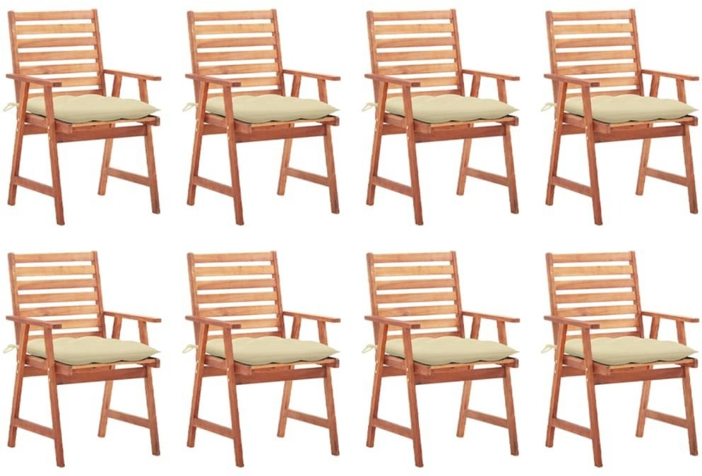 vidaXL Krzesła ogrodowe z poduszkami, 8 szt., lite drewno akacjowe! 3078391