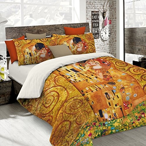 Italian Bed Linen 8058575008282 zestaw poszewka na kołdrę z nadrukiem w Digital A okładka łącznie na worek na poszewki na poduszkę, SD02 (kolorowa), 100% bawełna, na łóżko małżeńskie, 250 x 200 x 1 cm 8058575008282