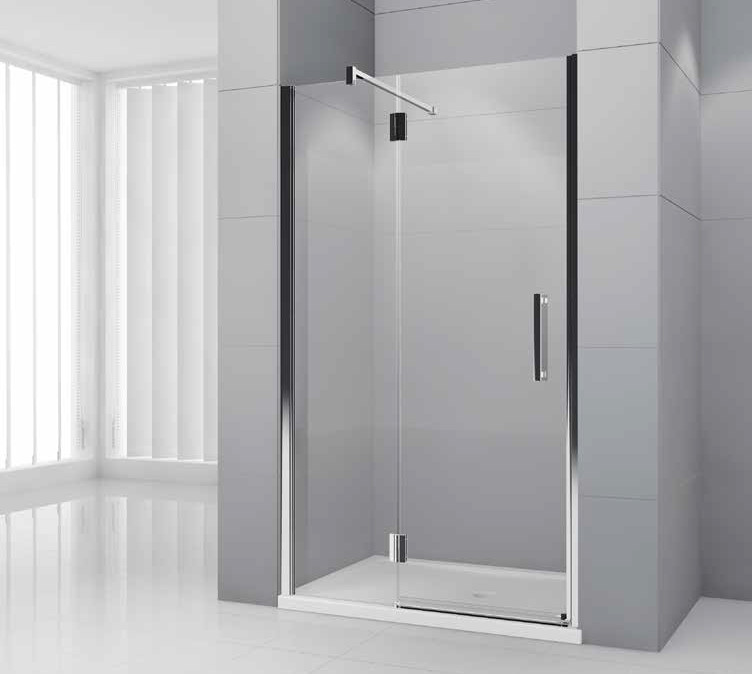 Novellini Modus G G160 Drzwi z elementem stałym do wnęki strona montażu lewa 195 cm wysokości szkło przezroczyste profile chrom MODUSG160S-1K