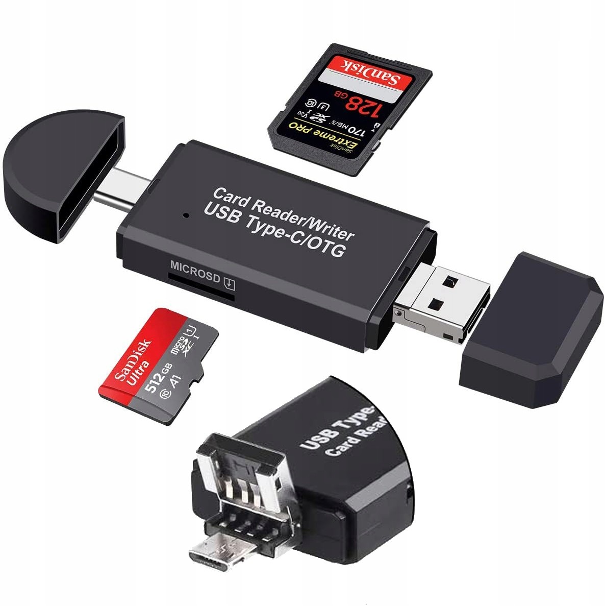 Micro 5w1 Czytnik Kart Sd MicroSD Usb Usb-c Usb 1