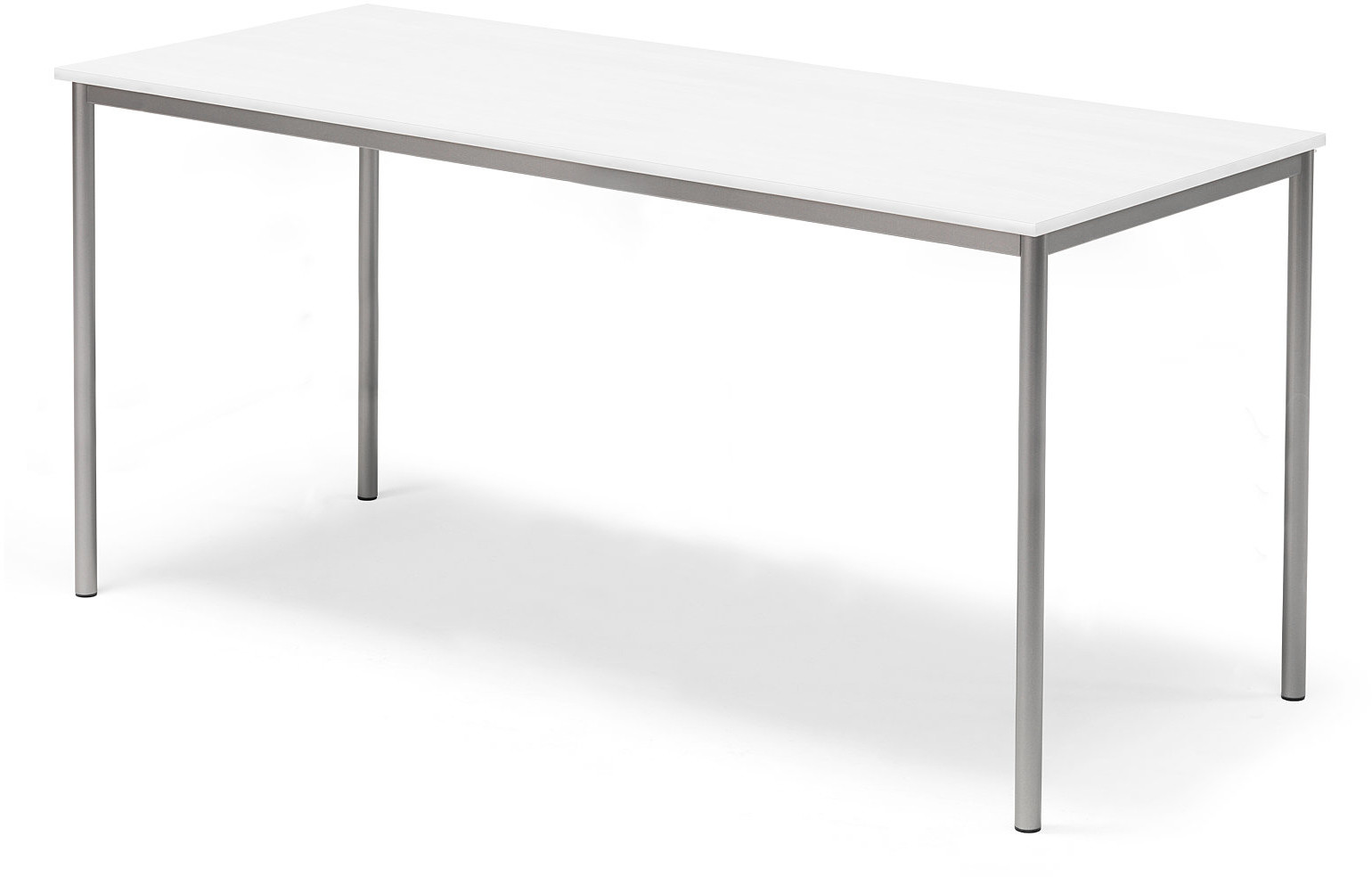 AJ Produkty Stół Bors, 1800x800x900 mm, rama srebrna, dźwiękochłonny HPL, biały