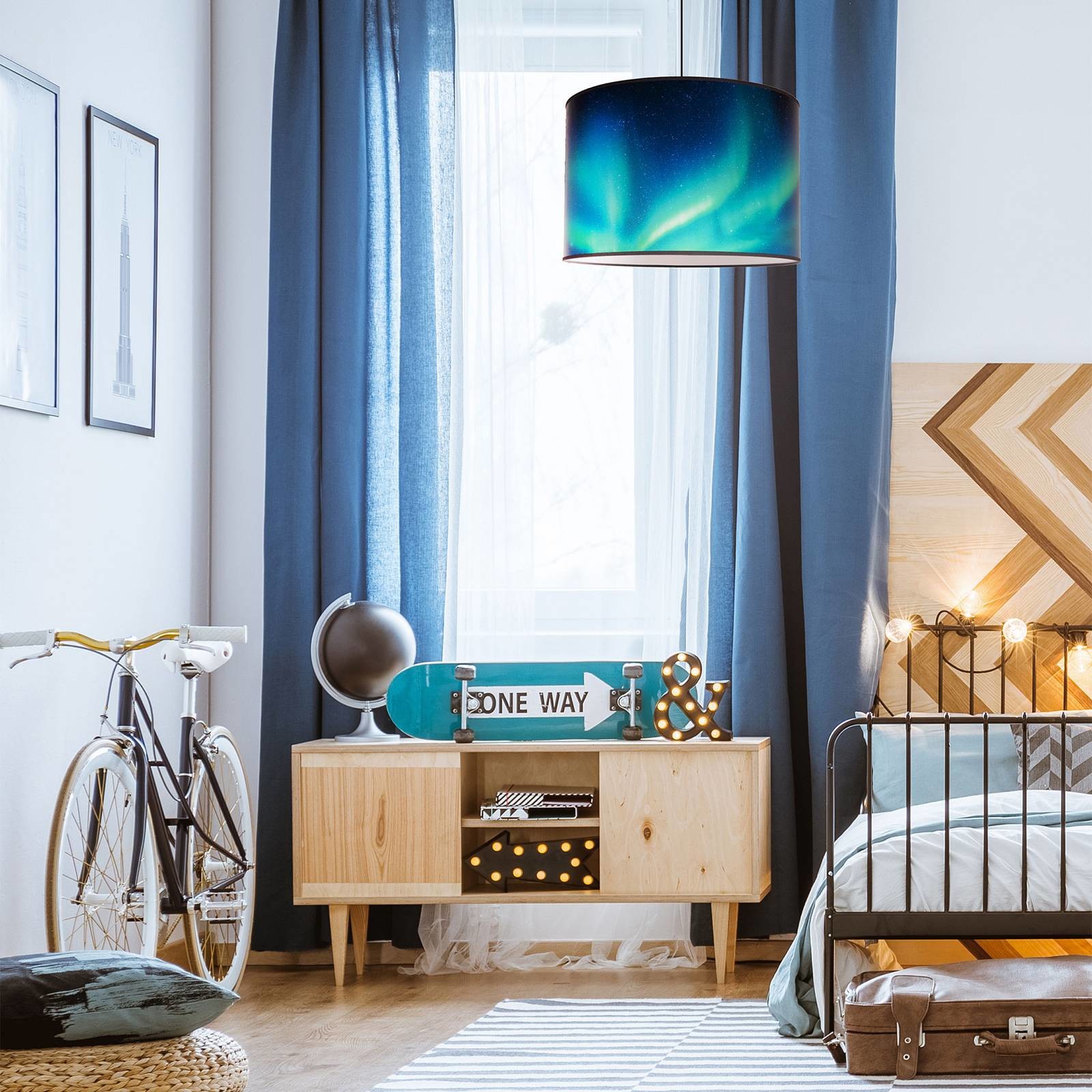 Euluna Lampa wisząca Print L niebo turkusowa zorza
