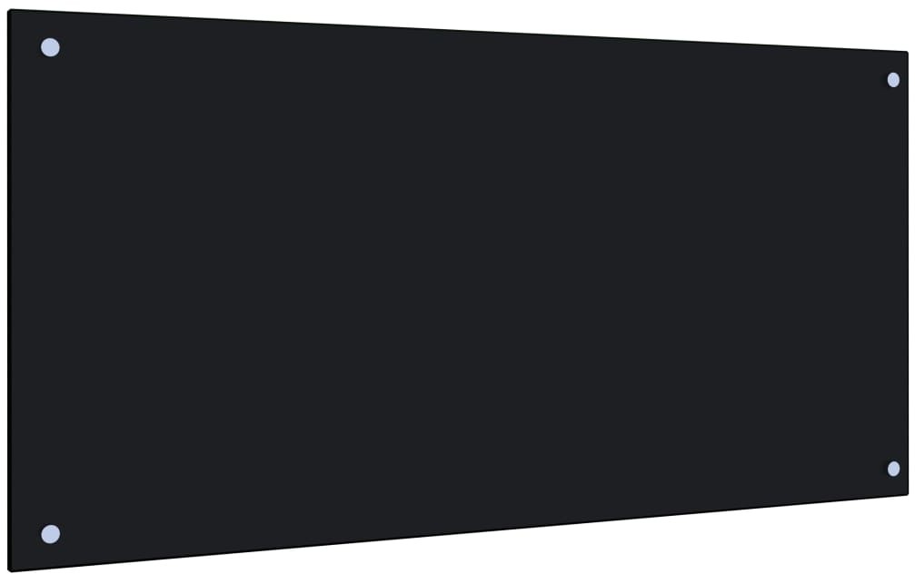 vidaXL Panel ochronny do kuchni, czarny, 100x50 cm, szkło hartowane