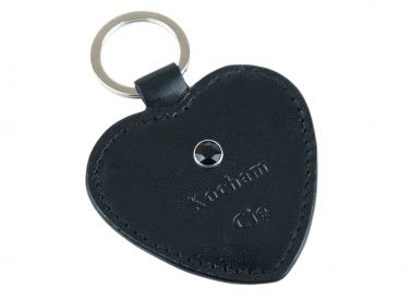 Stefania Skórzany brelok serce "Kocham Cię" z czarnym kryształem Swarovskiego, Kolor: Czarny 977-BR/DF/KCZAR czarny