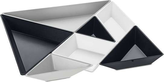 Koziol Tace do serwowania przekąsek Tangram Ready 7 el. czarno-białe 3480334