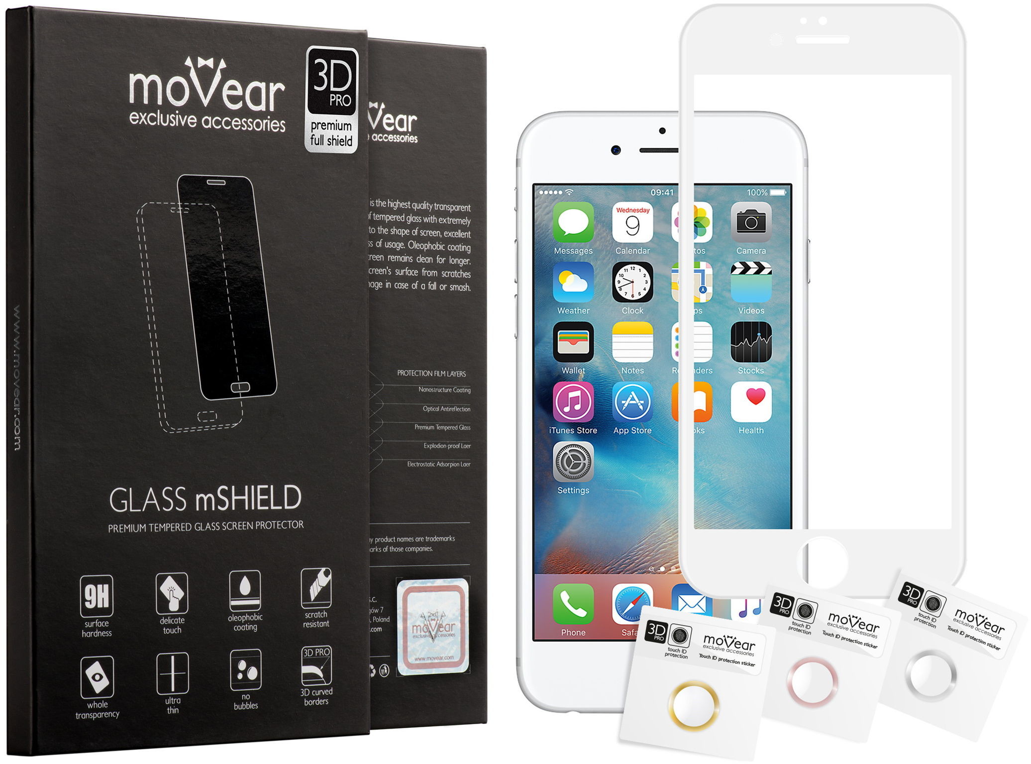 movear Szkło hartowane 3D PRO na Cały Ekran iPhone 6 6s Białe MATOWE A0IP6G3P14MWH