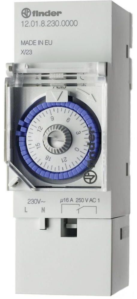 Finder Programator dobowy mechaniczny 12.01.8.230.0000 Programator dobowy mechaniczny 1CO 16A 230V AC 12.01.8.230.0000 120182300000