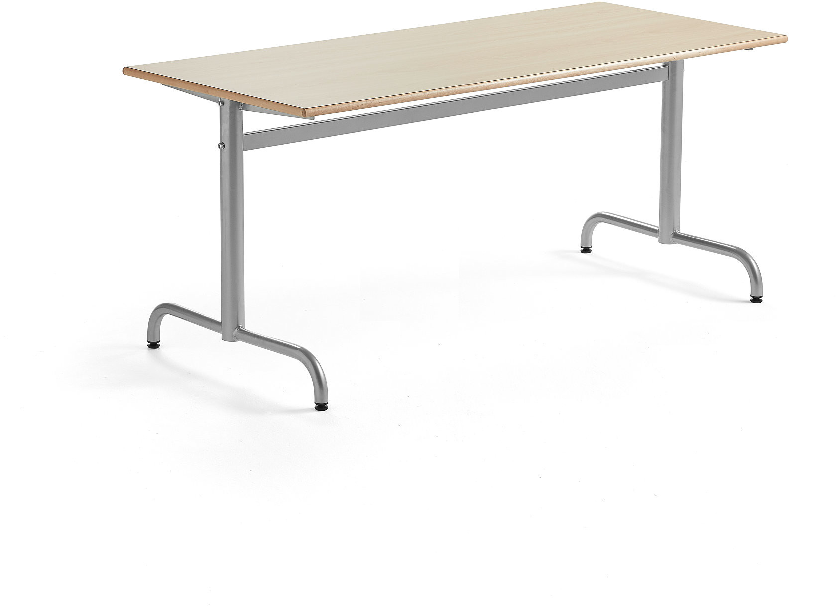 AJ Produkty Stół PLURAL, 1600x700x600 mm, blat HPL, brzoza, srebrny